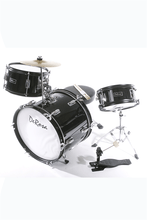 Charger l'image dans la galerie, De Rosa USA 3-piece 16" junior kids drum set with black birch shells, cymbal, pedal, sticks, and stool