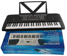Load image into Gallery viewer, Huntington USA 54 key portable electric keyboard with music rack and AC adaptor on box