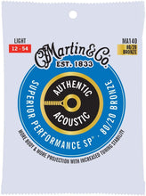 Charger l'image dans la galerie, Martin Authentic Acoustic superior performance 80/20 bronze light guitar strings 12-54 gauge pack