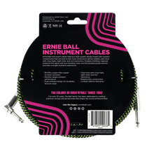 Charger l'image dans la galerie, ERNIE BALL 18' BRAIDED STRAIGHT / ANGLE INSTRUMENT CABLE - BLACK / GREEN P06082-(6704898048194)