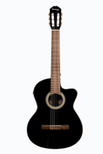Load image into Gallery viewer, Huntington USA Deluxe black classical cutaway acoustic electric guitar with rosewood fingerboard and 4 band EQ system

